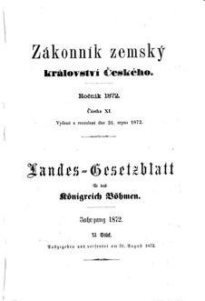 Gesetz-und Verordnungsblatt für das Königreich Böhmen 18720831 Seite: 1