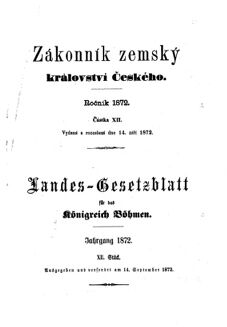 Gesetz-und Verordnungsblatt für das Königreich Böhmen 18720914 Seite: 1