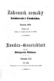 Gesetz-und Verordnungsblatt für das Königreich Böhmen 18720923 Seite: 1