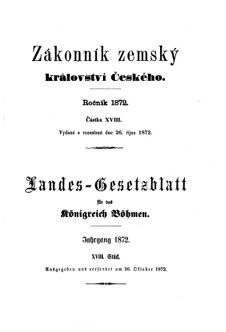 Gesetz-und Verordnungsblatt für das Königreich Böhmen 18721026 Seite: 1