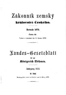 Gesetz-und Verordnungsblatt für das Königreich Böhmen 18730308 Seite: 1