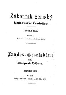 Gesetz-und Verordnungsblatt für das Königreich Böhmen 18730310 Seite: 1