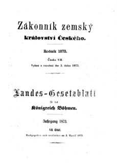 Gesetz-und Verordnungsblatt für das Königreich Böhmen 18730403 Seite: 1