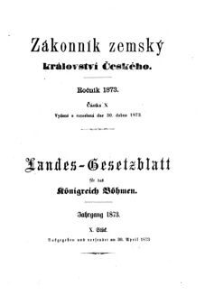 Gesetz-und Verordnungsblatt für das Königreich Böhmen 18730430 Seite: 1