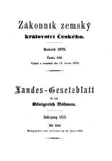 Gesetz-und Verordnungsblatt für das Königreich Böhmen 18730614 Seite: 1