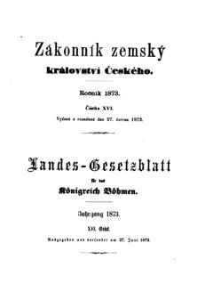 Gesetz-und Verordnungsblatt für das Königreich Böhmen 18730627 Seite: 1