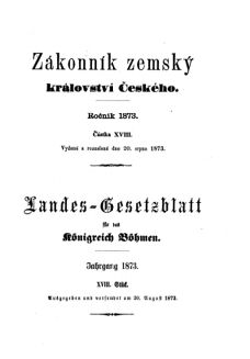 Gesetz-und Verordnungsblatt für das Königreich Böhmen 18730820 Seite: 1