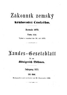 Gesetz-und Verordnungsblatt für das Königreich Böhmen 18730926 Seite: 1