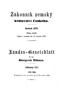 Gesetz-und Verordnungsblatt für das Königreich Böhmen 18731110 Seite: 1