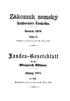 Gesetz-und Verordnungsblatt für das Königreich Böhmen 18740425 Seite: 1