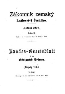 Gesetz-und Verordnungsblatt für das Königreich Böhmen 18740511 Seite: 1