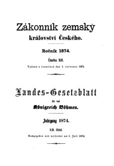 Gesetz-und Verordnungsblatt für das Königreich Böhmen 18740701 Seite: 1