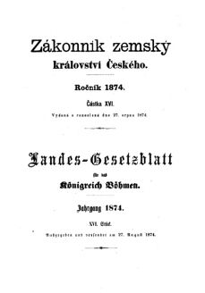 Gesetz-und Verordnungsblatt für das Königreich Böhmen 18740827 Seite: 1