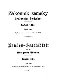 Gesetz-und Verordnungsblatt für das Königreich Böhmen 18740929 Seite: 1