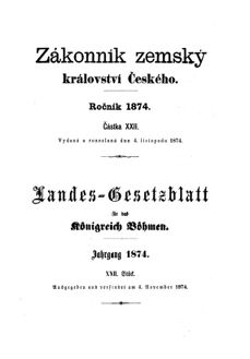 Gesetz-und Verordnungsblatt für das Königreich Böhmen 18741104 Seite: 1