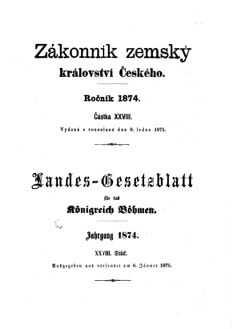 Gesetz-und Verordnungsblatt für das Königreich Böhmen 18750108 Seite: 1