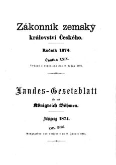 Gesetz-und Verordnungsblatt für das Königreich Böhmen 18750109 Seite: 1