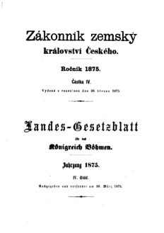 Gesetz-und Verordnungsblatt für das Königreich Böhmen 18750326 Seite: 1