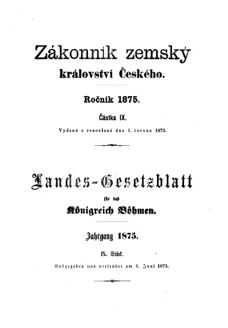 Gesetz-und Verordnungsblatt für das Königreich Böhmen 18750601 Seite: 1