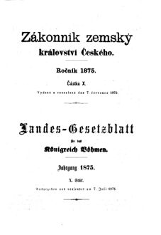 Gesetz-und Verordnungsblatt für das Königreich Böhmen 18750707 Seite: 1