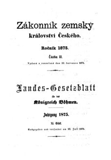 Gesetz-und Verordnungsblatt für das Königreich Böhmen 18750722 Seite: 1