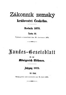 Gesetz-und Verordnungsblatt für das Königreich Böhmen 18750728 Seite: 1