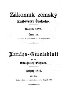 Gesetz-und Verordnungsblatt für das Königreich Böhmen 18750809 Seite: 1