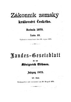 Gesetz-und Verordnungsblatt für das Königreich Böhmen 18750826 Seite: 1