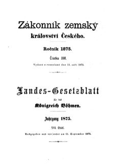 Gesetz-und Verordnungsblatt für das Königreich Böhmen 18750911 Seite: 1