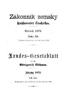 Gesetz-und Verordnungsblatt für das Königreich Böhmen 18751018 Seite: 1