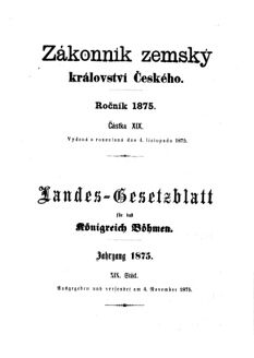 Gesetz-und Verordnungsblatt für das Königreich Böhmen 18751104 Seite: 1