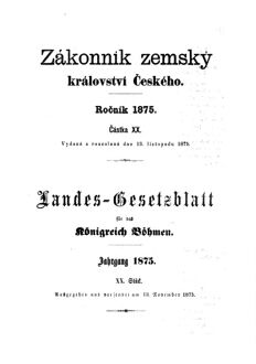 Gesetz-und Verordnungsblatt für das Königreich Böhmen 18751113 Seite: 1