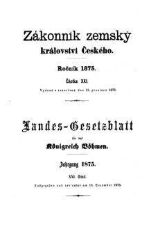 Gesetz-und Verordnungsblatt für das Königreich Böhmen 18751216 Seite: 1