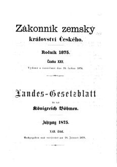 Gesetz-und Verordnungsblatt für das Königreich Böhmen 18760118 Seite: 1