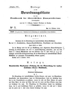 Verordnungsblatt für den Dienstbereich des K.K. Finanzministeriums für die im Reichsrate Vertretenen Königreiche und Länder 18551014 Seite: 1