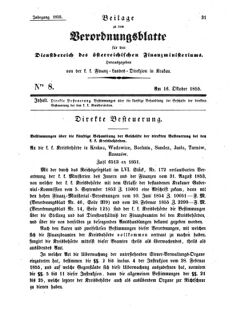 Verordnungsblatt für den Dienstbereich des K.K. Finanzministeriums für die im Reichsrate Vertretenen Königreiche und Länder 18551016 Seite: 1