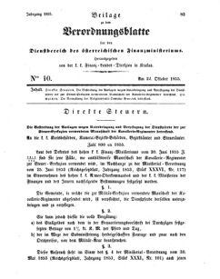 Verordnungsblatt für den Dienstbereich des K.K. Finanzministeriums für die im Reichsrate Vertretenen Königreiche und Länder 18551022 Seite: 1