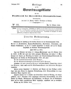 Verordnungsblatt für den Dienstbereich des K.K. Finanzministeriums für die im Reichsrate Vertretenen Königreiche und Länder 18551026 Seite: 1