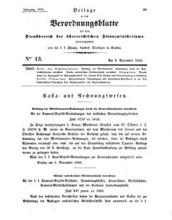 Verordnungsblatt für den Dienstbereich des K.K. Finanzministeriums für die im Reichsrate Vertretenen Königreiche und Länder 18551109 Seite: 1