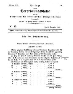 Verordnungsblatt für den Dienstbereich des K.K. Finanzministeriums für die im Reichsrate Vertretenen Königreiche und Länder 18551119 Seite: 1