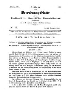 Verordnungsblatt für den Dienstbereich des K.K. Finanzministeriums für die im Reichsrate Vertretenen Königreiche und Länder 18551124 Seite: 1