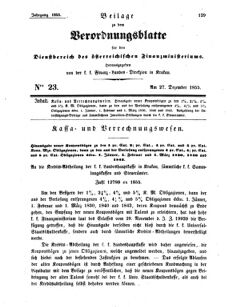 Verordnungsblatt für den Dienstbereich des K.K. Finanzministeriums für die im Reichsrate Vertretenen Königreiche und Länder 18551227 Seite: 1