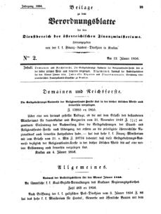 Verordnungsblatt für den Dienstbereich des K.K. Finanzministeriums für die im Reichsrate Vertretenen Königreiche und Länder 18560112 Seite: 1