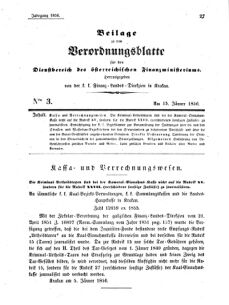 Verordnungsblatt für den Dienstbereich des K.K. Finanzministeriums für die im Reichsrate Vertretenen Königreiche und Länder 18560115 Seite: 1