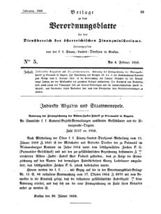 Verordnungsblatt für den Dienstbereich des K.K. Finanzministeriums für die im Reichsrate Vertretenen Königreiche und Länder 18560204 Seite: 1