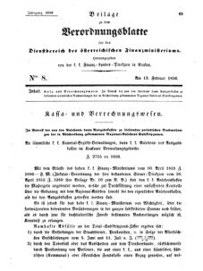 Verordnungsblatt für den Dienstbereich des K.K. Finanzministeriums für die im Reichsrate Vertretenen Königreiche und Länder 18560213 Seite: 1