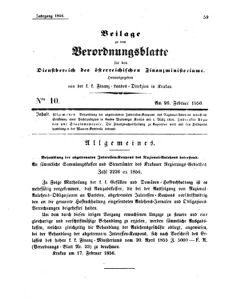 Verordnungsblatt für den Dienstbereich des K.K. Finanzministeriums für die im Reichsrate Vertretenen Königreiche und Länder 18560226 Seite: 1