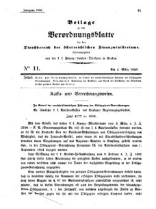 Verordnungsblatt für den Dienstbereich des K.K. Finanzministeriums für die im Reichsrate Vertretenen Königreiche und Länder 18560304 Seite: 1