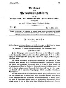 Verordnungsblatt für den Dienstbereich des K.K. Finanzministeriums für die im Reichsrate Vertretenen Königreiche und Länder 18560311 Seite: 1