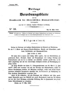 Verordnungsblatt für den Dienstbereich des K.K. Finanzministeriums für die im Reichsrate Vertretenen Königreiche und Länder 18560530 Seite: 1